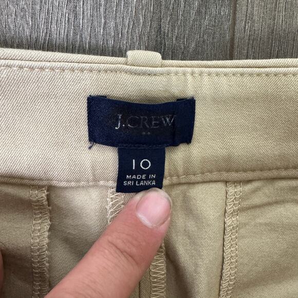 J.Crew Remy Wide-leg Cropped Pants WMNS 10 Tan High-Rise Stretch Zip Fly Pockets - Picture 4 of 7